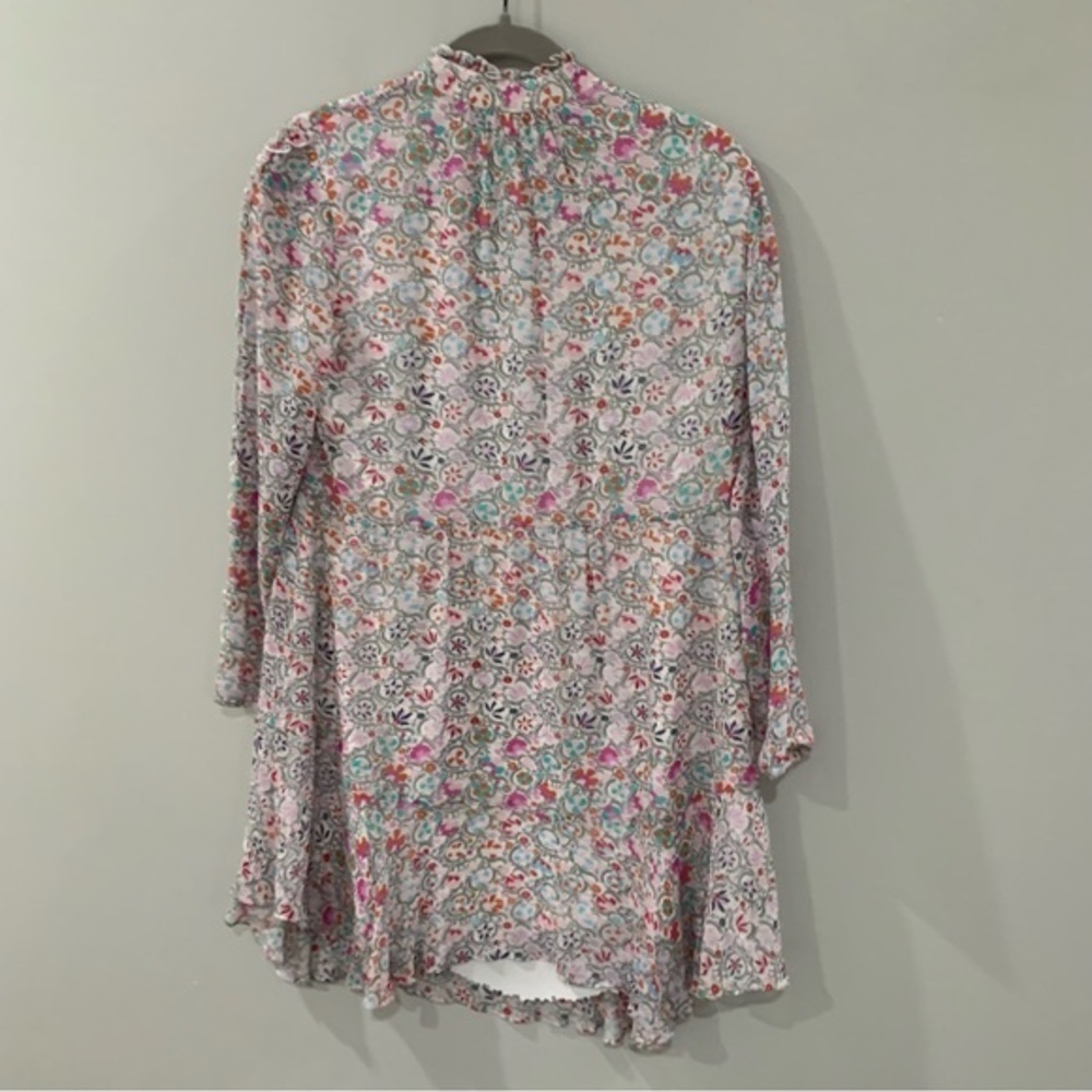✅ Shoshanna Dress Avila Mini Long Sleeve Neck Tie in Optic Floral - Picture 4 of 4